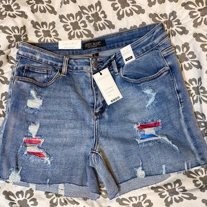 NWT Judy Blue denim patch shorts